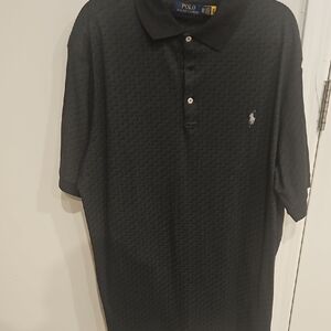 Polo by Ralph Lauren Men's Textured Black Polo Shirt, Size XLT